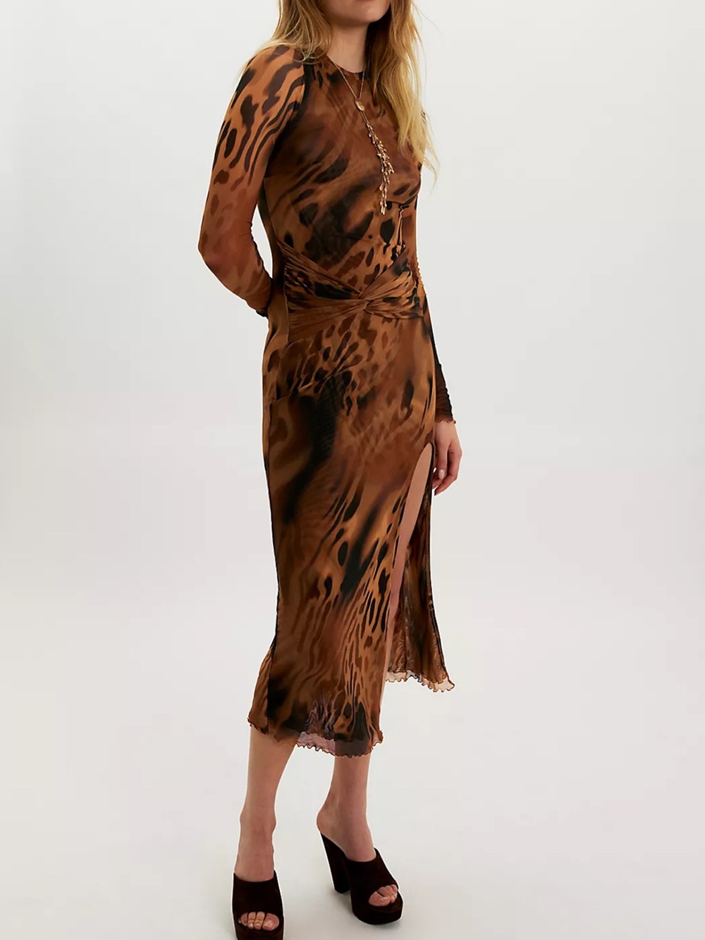 NWT Free People Gianni Maxi Dress. Leopard Print. Size Small